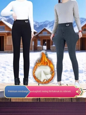 Uniszex meleg leggings, magas derékú, őszi-téli viselet