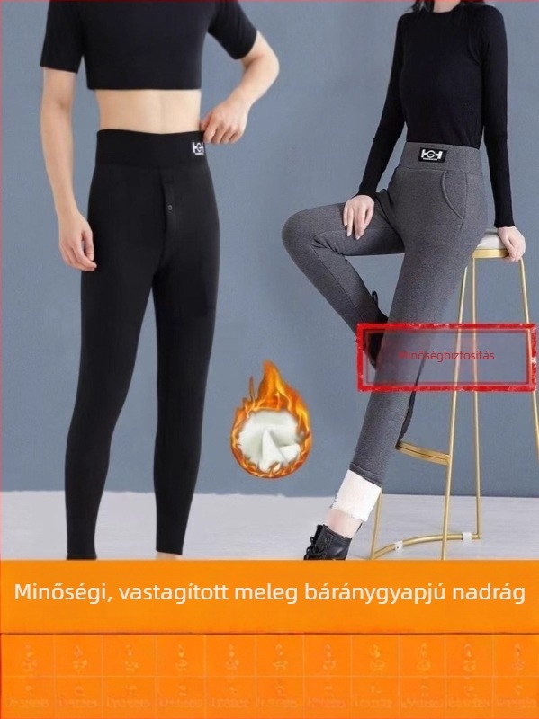Uniszex meleg leggings, magas derékú, őszi-téli viselet