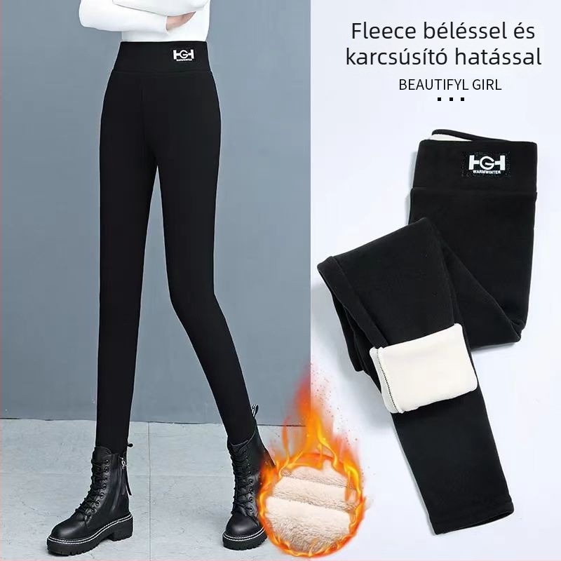 Uniszex meleg leggings, magas derékú, őszi-téli viselet