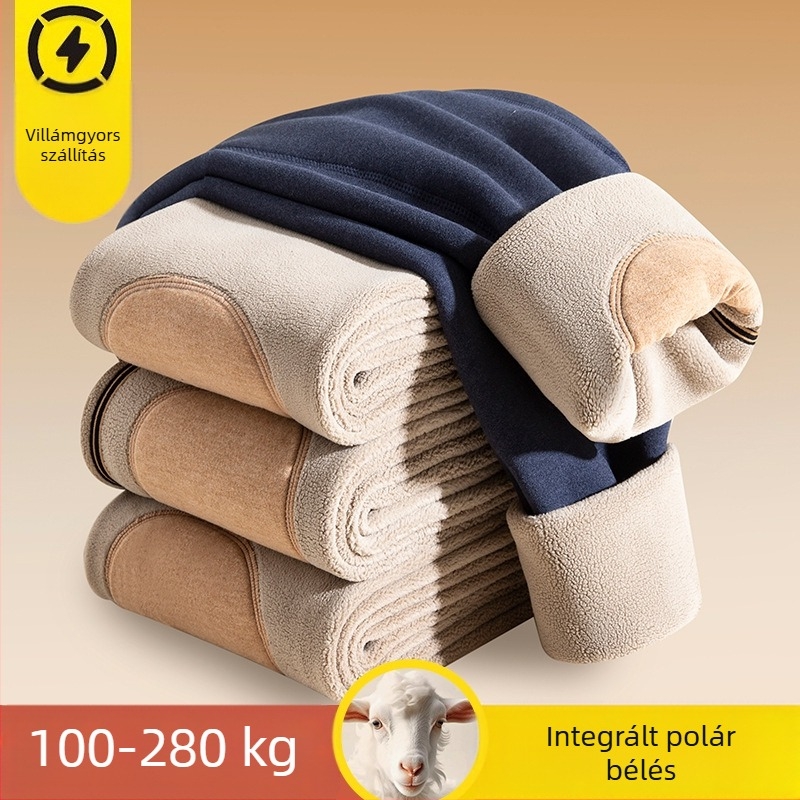 Férfi téli thermal nadrág belső viseletre, vastag fleece-bélés, gyapjú alapú bélés, plusz méret