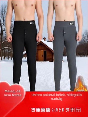 Uniszex vastag bélésű melegítő leggings, őszi-téli, magas derék, karcsúsító hatás, nagy méretek