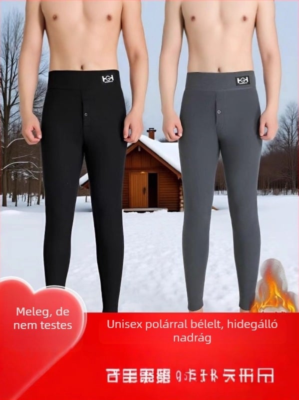 Uniszex vastag bélésű melegítő leggings, őszi-téli, magas derék, karcsúsító hatás, nagy méretek