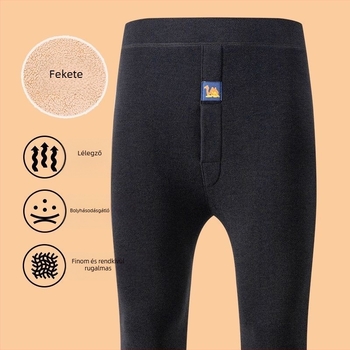 Férfi téli vastag fleece-béléssel melegítő nadrág, magas derekú
