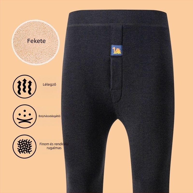Férfi téli vastag fleece-béléssel melegítő nadrág, magas derekú