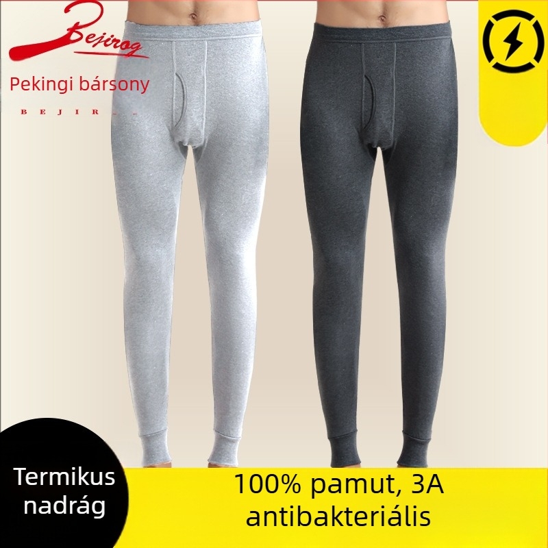 Arctic Velvet férfi 100% pamut termosz alsó nadrág, vékony, slim fit, varrás nélküli, meleg őszi-téli időkre