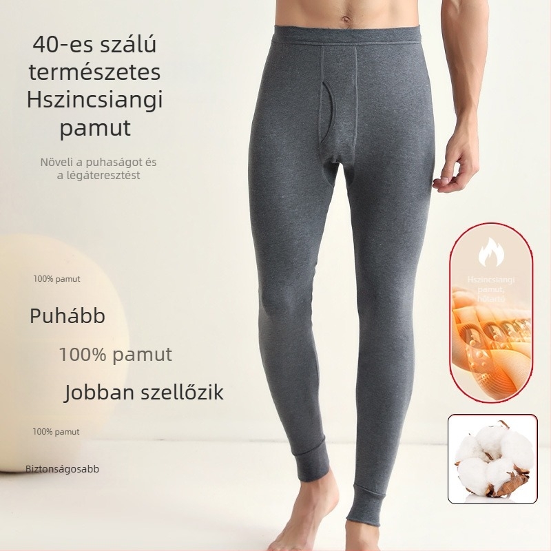 Arctic Velvet férfi 100% pamut termosz alsó nadrág, vékony, slim fit, varrás nélküli, meleg őszi-téli időkre