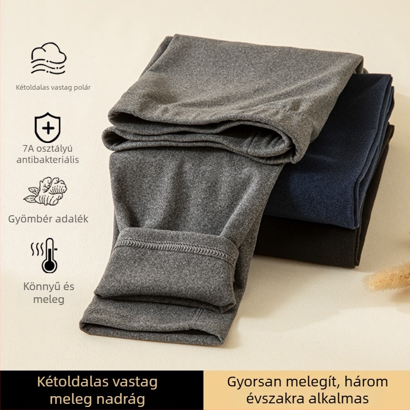 Antibakteriális férfi melegítő nadrág fleece béléssel, középmagas derék, vastag, nagy rugalmasság, testhez álló szabás.