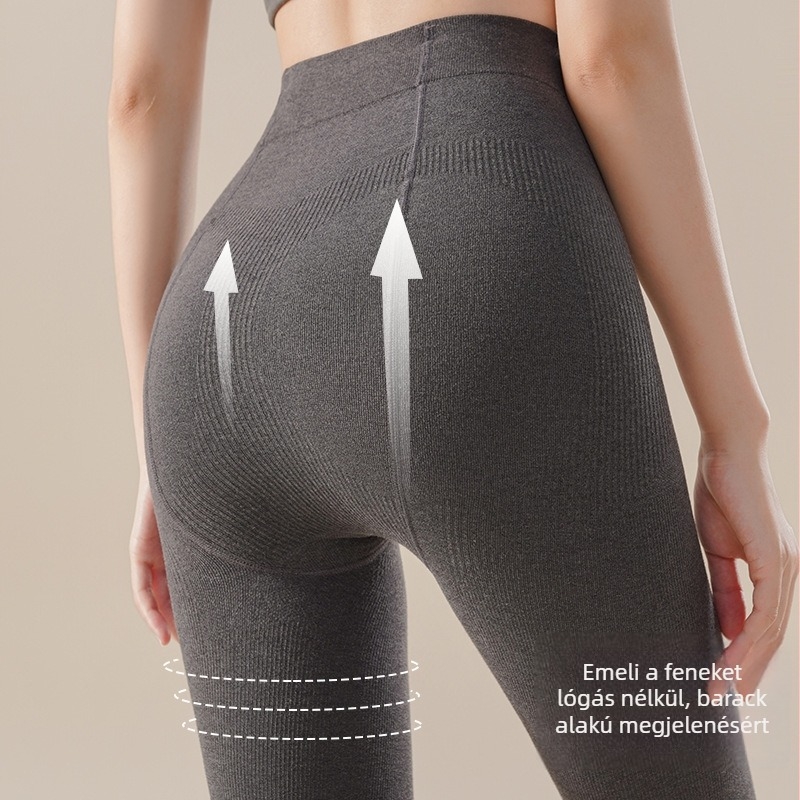 Aohan női függőleges csíkos szürke leggings fleece-béléssel, meleg őszi-téli viselet, csípő-emelő és deréktáji kontroll, nem csúszik le