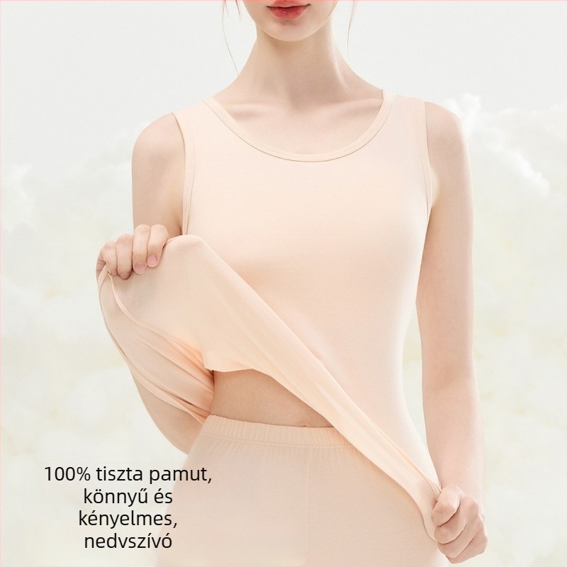Női 100% pamut termikus mellény, ősz–téli belső réteg, vastag alapréteg, viselhető külsőként