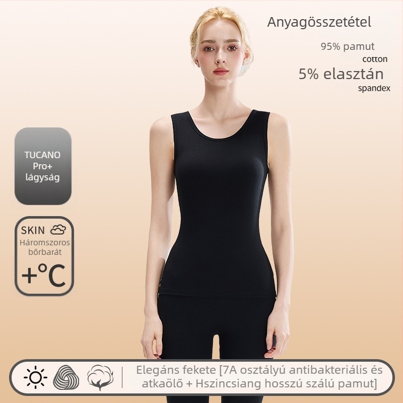 Női 100% pamut termikus mellény, ősz–téli belső réteg, vastag alapréteg, viselhető külsőként