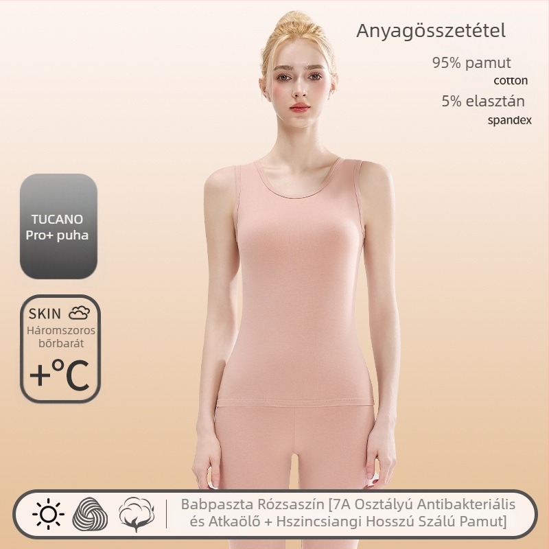 Női 100% pamut termikus mellény, ősz–téli belső réteg, vastag alapréteg, viselhető külsőként