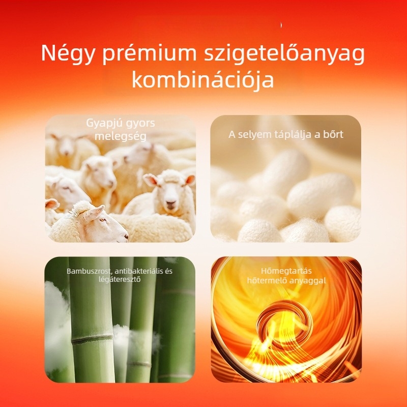Férfi termál mellény fleece belsővel, extra vastag, testhez álló, gyapjú-selyem keverék, önmelegítő