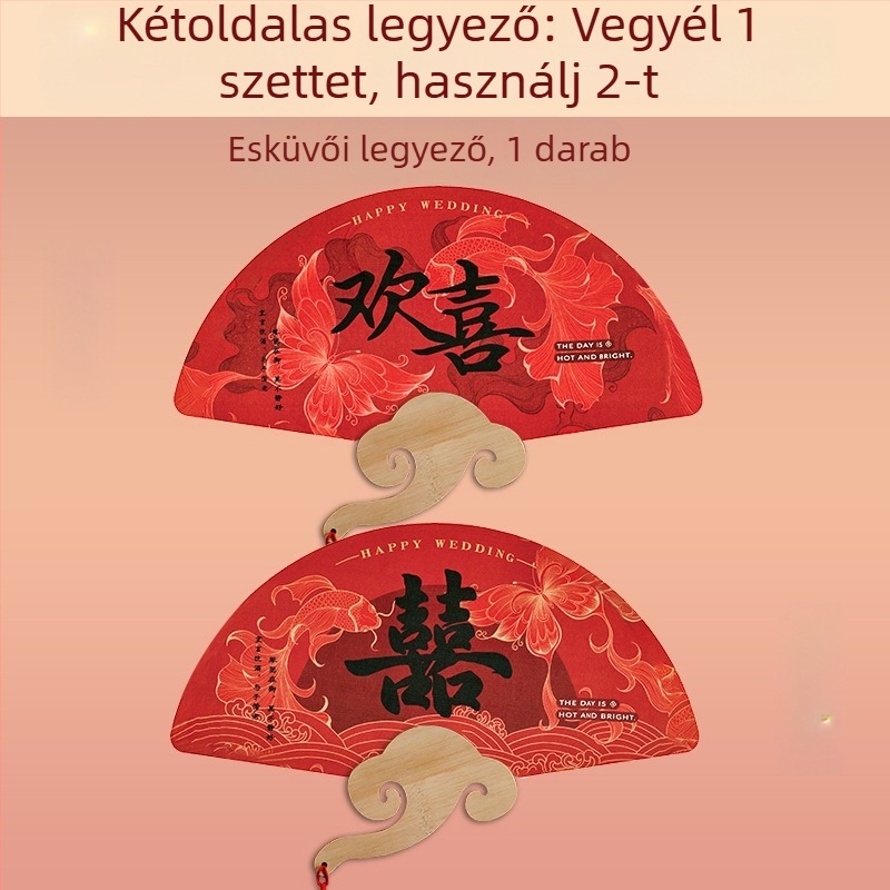 Esküvői DIY kézi ventilátor koszorúslányok és menyasszony számára — papír ventilátor bambusz fogantyúval, fotórekvizit