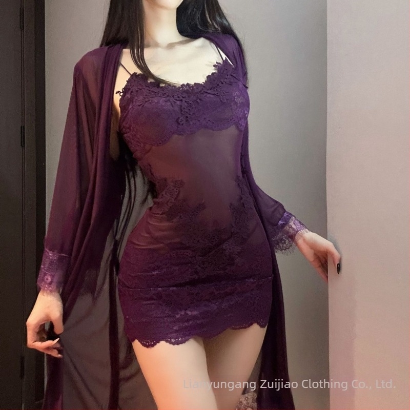 Lila áttetsző csipke-háló patchwork bodycon ruha, ujjatlan