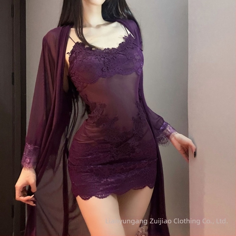 Lila áttetsző csipke-háló patchwork bodycon ruha, ujjatlan
