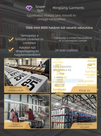 Washed distressed kapucnis pulóver, 350 g pamutkeverék, laza szabású, férfiaknak