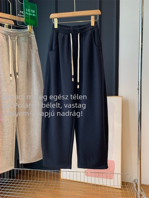 Női selyem-gyapjú nadrág fleece-béléssel — meleg, karcsúsító, mindennapi egyenes szabású nadrág télre 2025