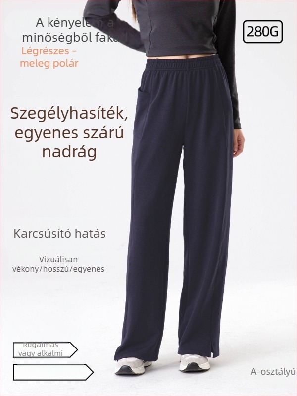 Lulu női nadrág fleece-betétes és melegítő levegő réteggel, casual stílus ősz–télre, oldalsó hasítékkal jóga és edzéshez