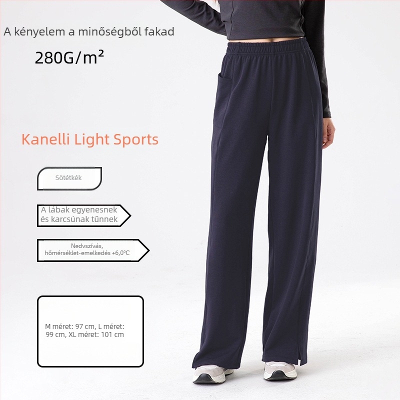 Lulu női nadrág fleece-betétes és melegítő levegő réteggel, casual stílus ősz–télre, oldalsó hasítékkal jóga és edzéshez