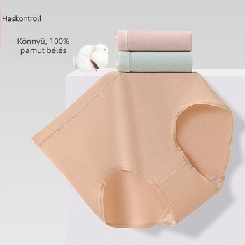 Női seamless magas derékú fehérnemű 60-szálas pamutból, csípőhöz simuló, enyhe haskontrollal, antibakteriális, háromszög alakú fazon