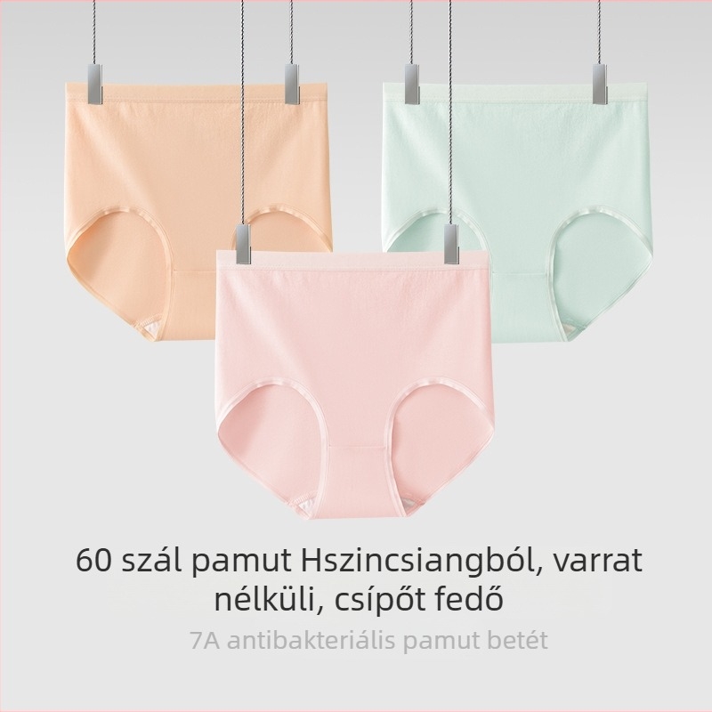 Női seamless magas derékú fehérnemű 60-szálas pamutból, csípőhöz simuló, enyhe haskontrollal, antibakteriális, háromszög alakú fazon