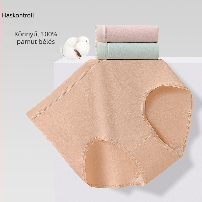 Női seamless magas derékú fehérnemű 60-szálas pamutból, csípőhöz simuló, enyhe haskontrollal, antibakteriális, háromszög alakú fazon