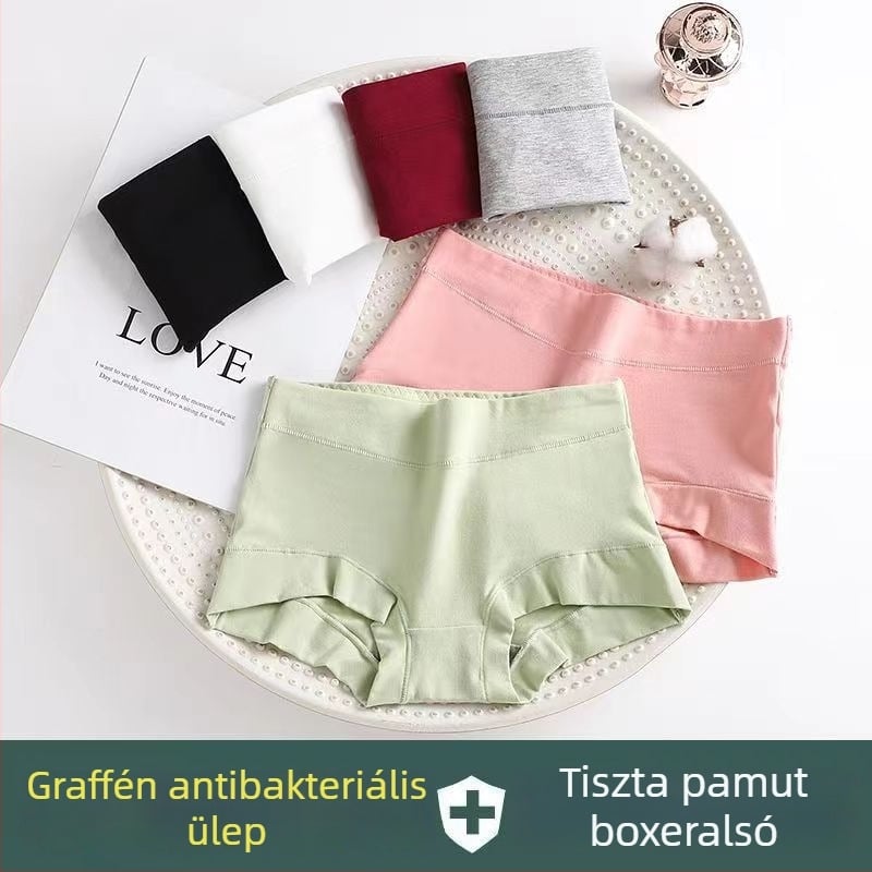 Női modalból készült boxer briefs középmagas derekú, varrás nélküli, pamutból, antibakteriális béléssel az ágyék területén