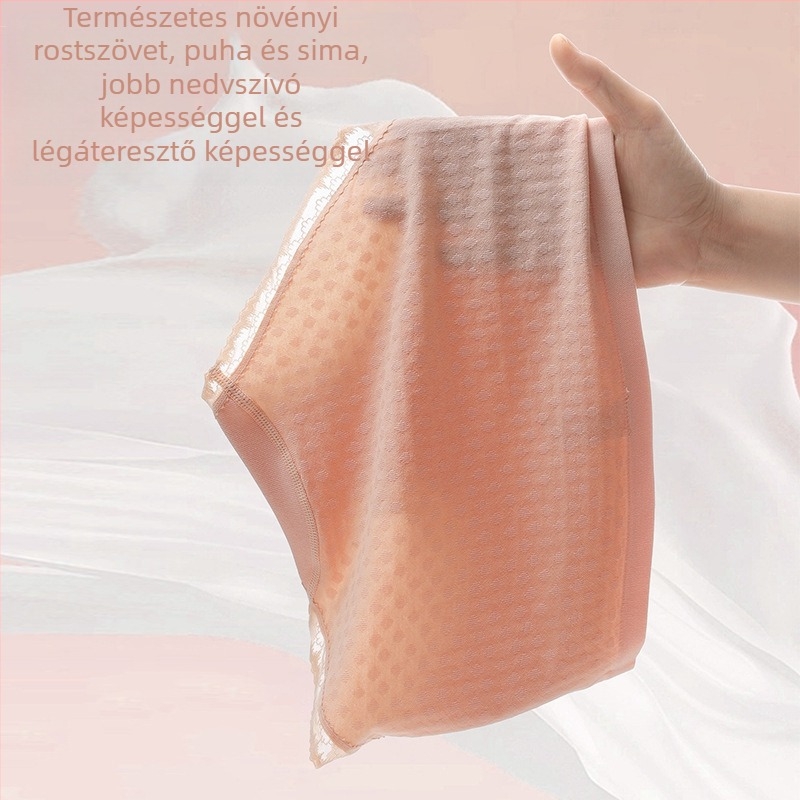 Női varrás nélküli pamut-keverék alsóneműk, magas elasztikájú középtalppal, hasi kontrollhoz, antibakteriális, lélegző, nem szorít, háromszög fazonú