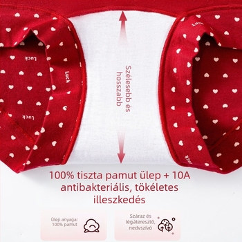 Légáteresztő női pamut alsó, antibakteriális, piros, 10A, a csillagjegyed évére