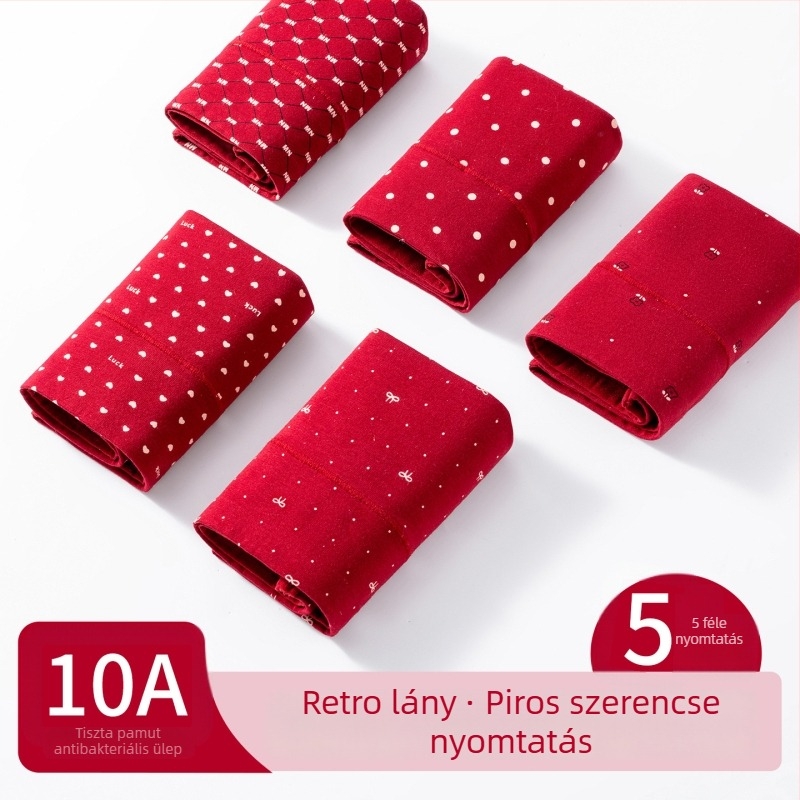 Légáteresztő női pamut alsó, antibakteriális, piros, 10A, a csillagjegyed évére