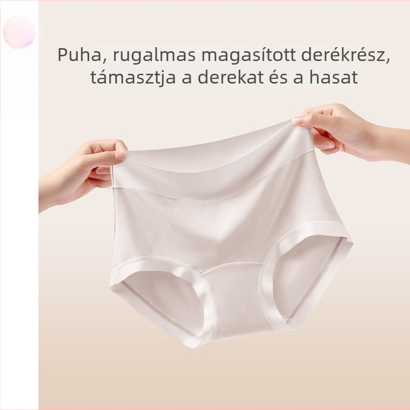 Női pamut magas derekú alsónemű, antibakteriális intimzóna, lélegző, kényelmes, egyszínű