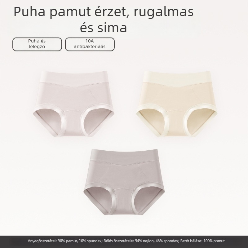 Női pamut magas derekú alsónemű, antibakteriális intimzóna, lélegző, kényelmes, egyszínű