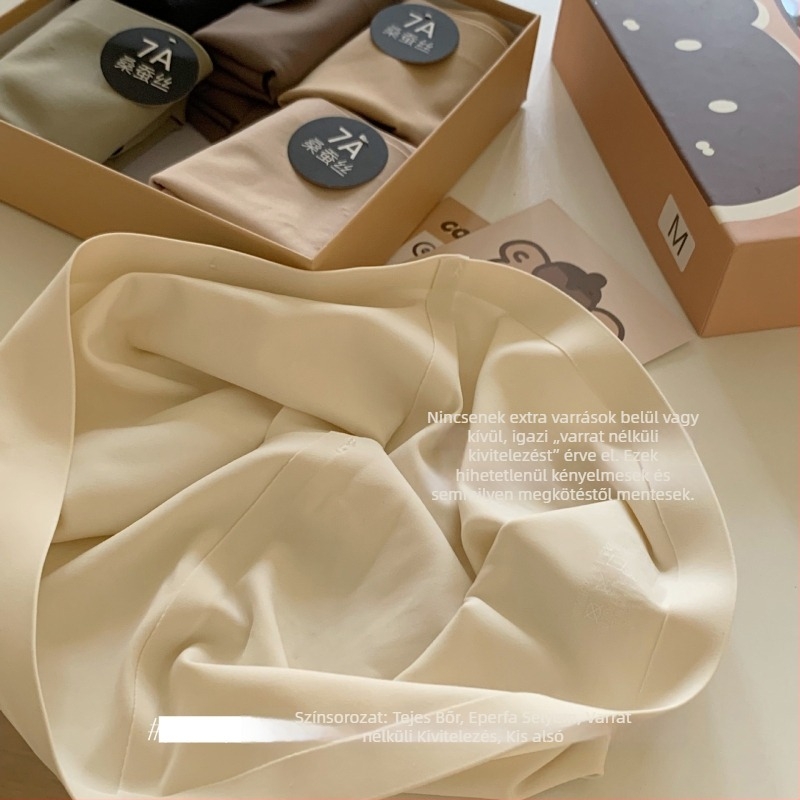 6 pár női alsónemű ajándékdobozban, Ice Silk anyag, testközeli viselet, bőrbarát, medve motívummal, középmagas derék