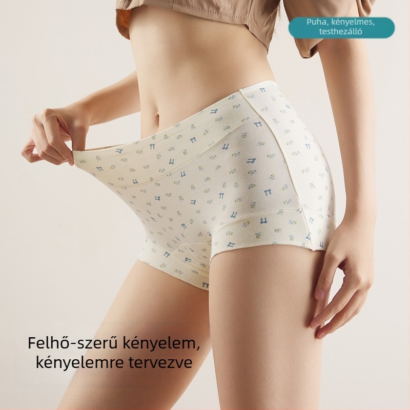 Női pamut boxeralsó antibakteriális ágyékkal, középmagas derék, plusz méret