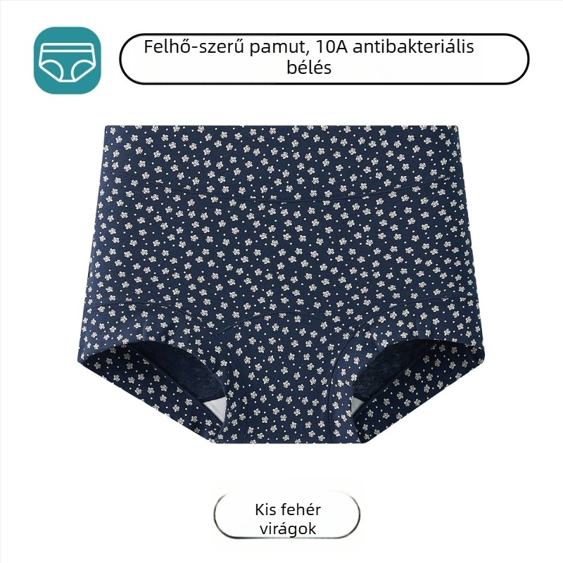 Női pamut boxeralsó antibakteriális ágyékkal, középmagas derék, plusz méret
