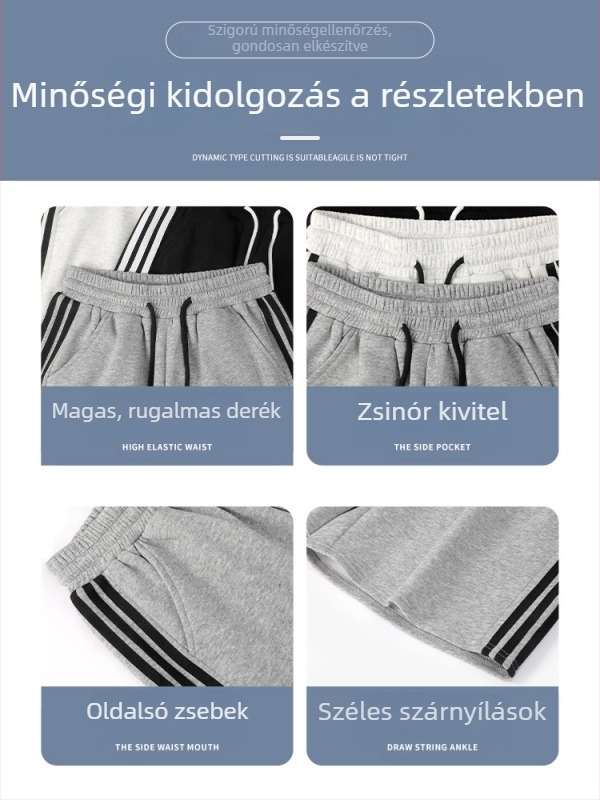 Női sportos rövidnadrág magas derekú, széles szabású, A‑vonalú, pamutkeverék, Nyár 2025.