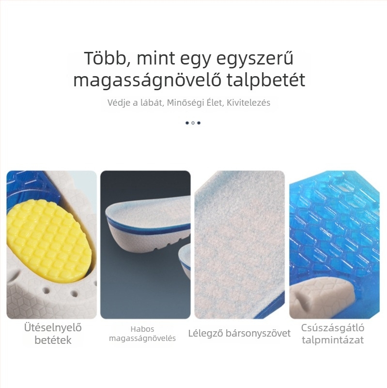 Háromszínű TPE magasságot növelő talpbetét, csúszásmentes, méhsejt mintázatú, sarokvédő párnával