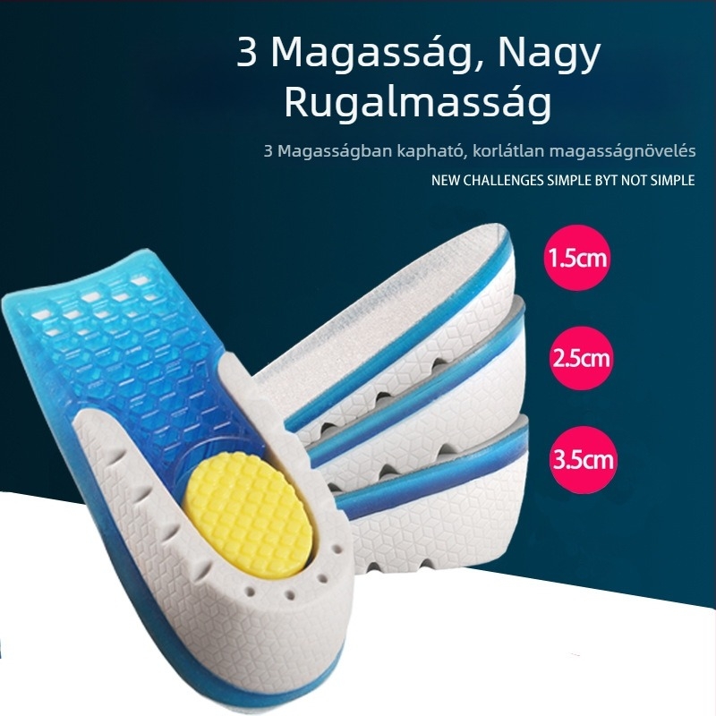 Háromszínű TPE magasságot növelő talpbetét, csúszásmentes, méhsejt mintázatú, sarokvédő párnával