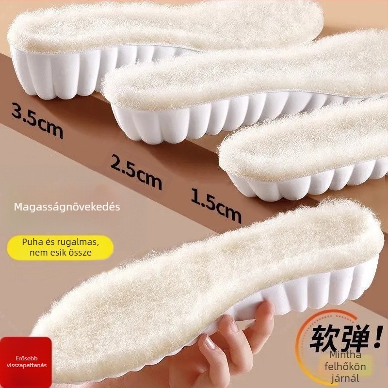 Vastag, fleece bevonat talpbetét meleg és magasságot növelő téli teljes talpbetét, láthatatlan és deformációmentes, kényelmes hosszú állás közben
