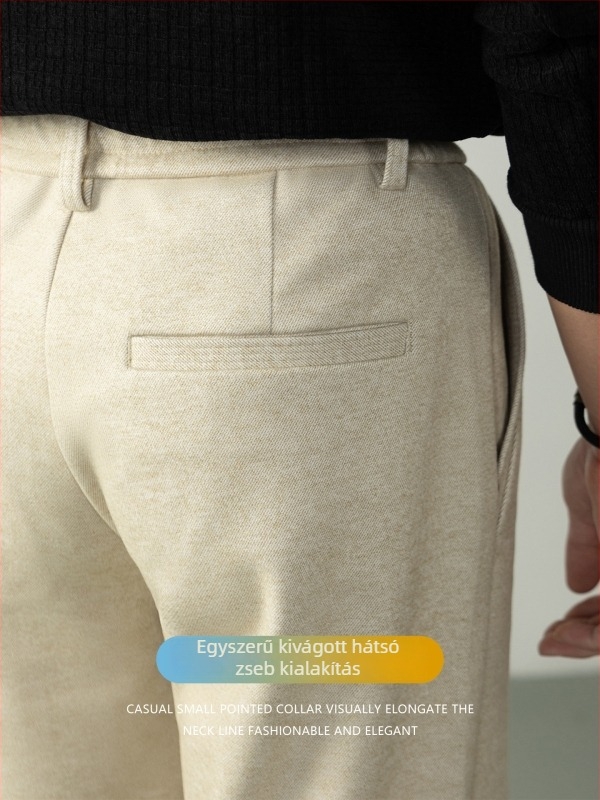 Egyszerű, letisztult megjelenés | Férfi egyenes szabású nadrág, 420G nehéz anyag, meleg, üzleti‑casual, vasalásmentes