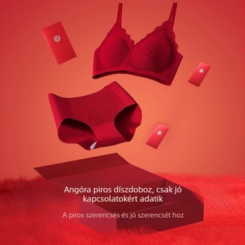 Piros női fehérnemű menyasszony számára push-up melltartóval, 3/4 kosár, hátul három sor zár, luxus stílus, ajándékdoboza
