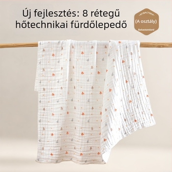 Újszülött baba fürdő törölközője, 100% pamutból, 8 réteg géz, vastag takaró téli használatra
