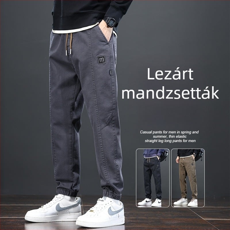 Őszi férfi casual nadrágok, laza szabású, sokoldalú Koreai stílusú harém hosszúnadrág