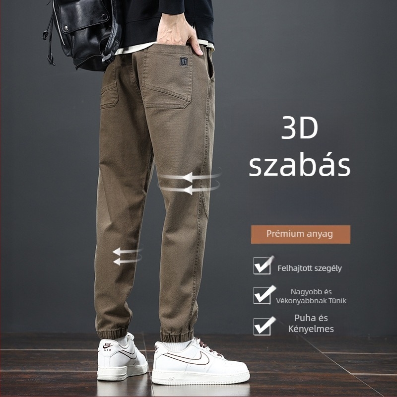 Őszi férfi casual nadrágok, laza szabású, sokoldalú Koreai stílusú harém hosszúnadrág