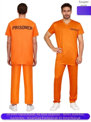 Luigi cosplayruha – narancssárga börtönruha, két részes szett Halloweenre