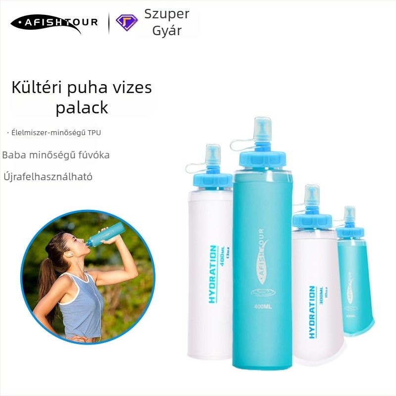 TPU hidratációs táska, hordozható összecsukható víztartály, 300 ml, maratonhoz, kerékpározáshoz és hegymászáshoz, testreszabható