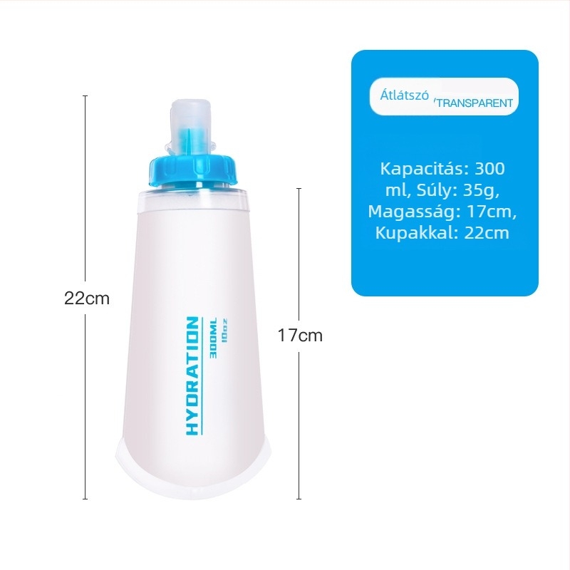 TPU hidratációs táska, hordozható összecsukható víztartály, 300 ml, maratonhoz, kerékpározáshoz és hegymászáshoz, testreszabható