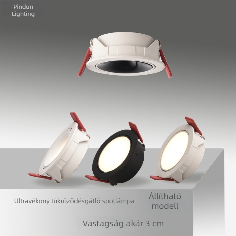 Ultra vékony beépített LED spotlámpa a mennyezetre, állítható sugárszög, anti-glare bullseye design