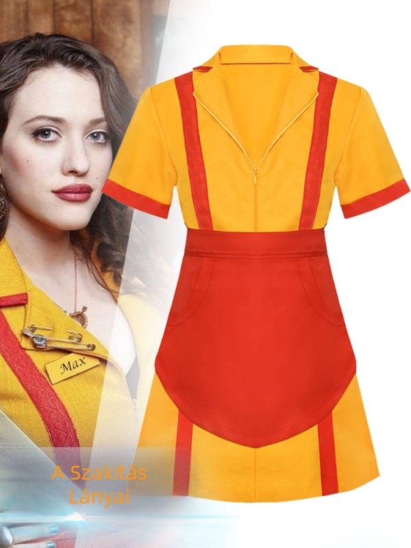 Cosplay jelmez, amelyet az amerikai 2 Broke Girls sorozat inspirált: szobalány és gyorséttermi dolgozó öltözet előadásokhoz