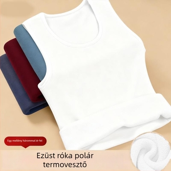 Férfi fleece-lével bélelt melegítő mellény, ujjatlan, slim fit